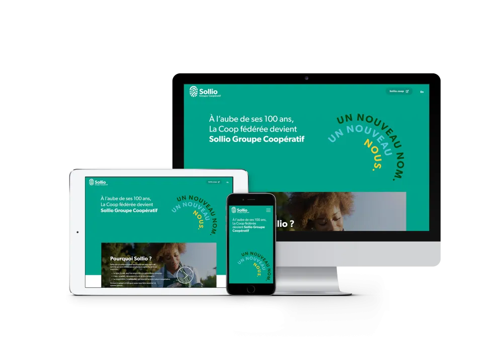 Sollio Cooperative Group desktop and mobile interfaces