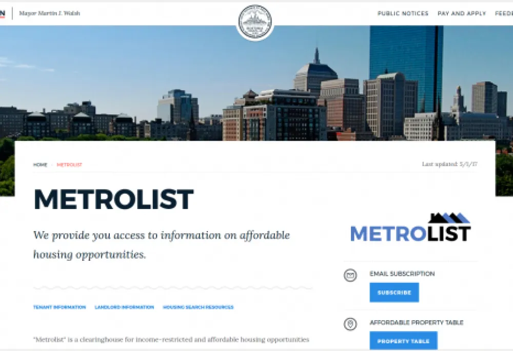 The City of Boston's Metrolist for Affordable Housing