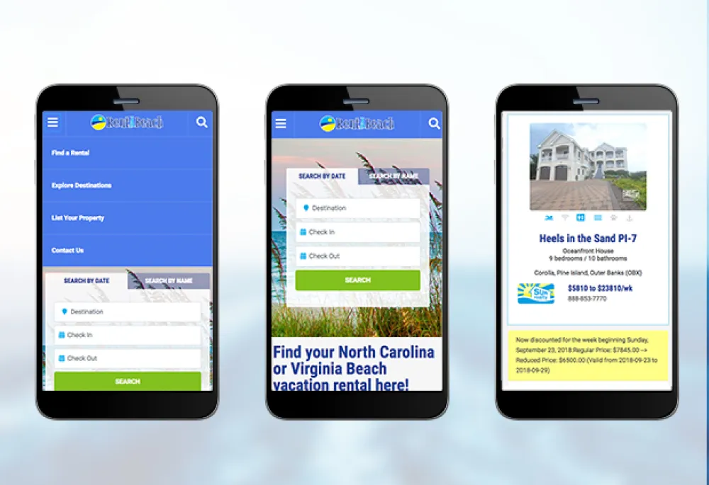 Mobile Screens of RentABeach