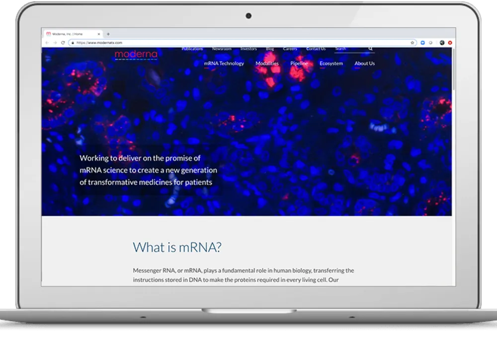 Moderna website powered by Acquia Cloud Platform