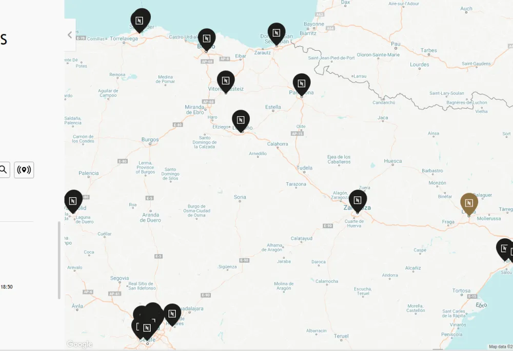 Nespresso Storelocator on Spain.