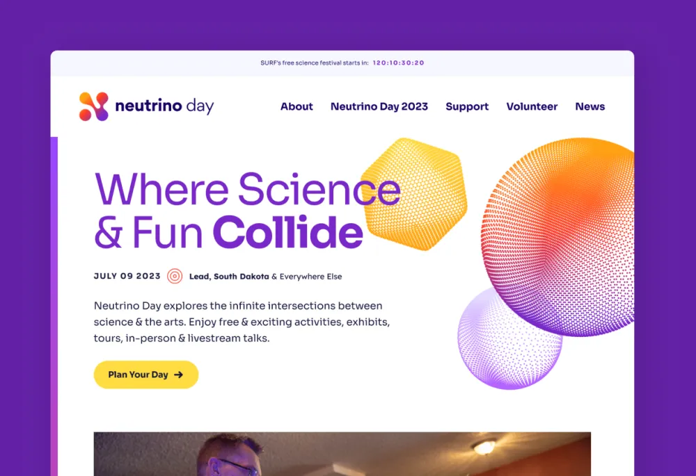 Neutrino Day website homepage screenshot 