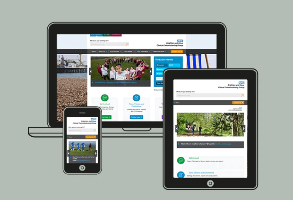 NHS Brighton and Hove homepages on multiple devices