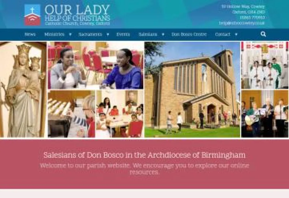 Our Lady Help of Christians, Cowley, Drupal 8 site designed by Turtlereality