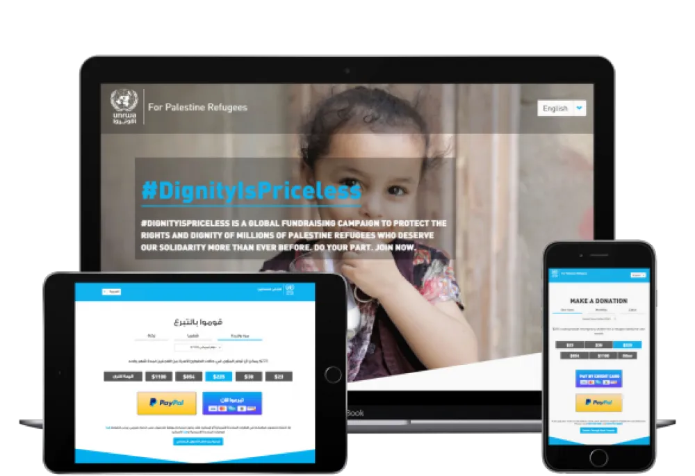 UNRWA Donations Fundraising Platforms #DignityIsPriceless