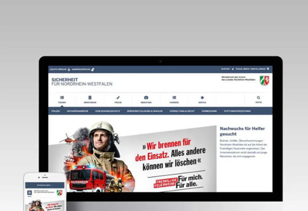 New website of the Ministry of the Interior of the State of North Rhine-Westphalia based on nrwGOV