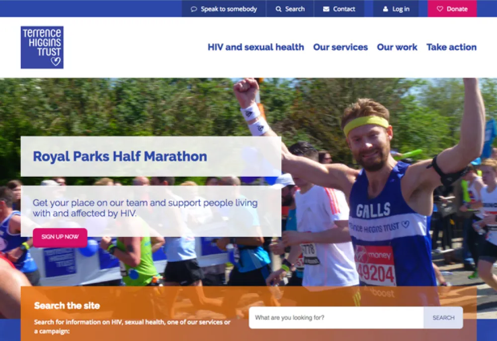 Terrence Higgins Trust homepage screenshot