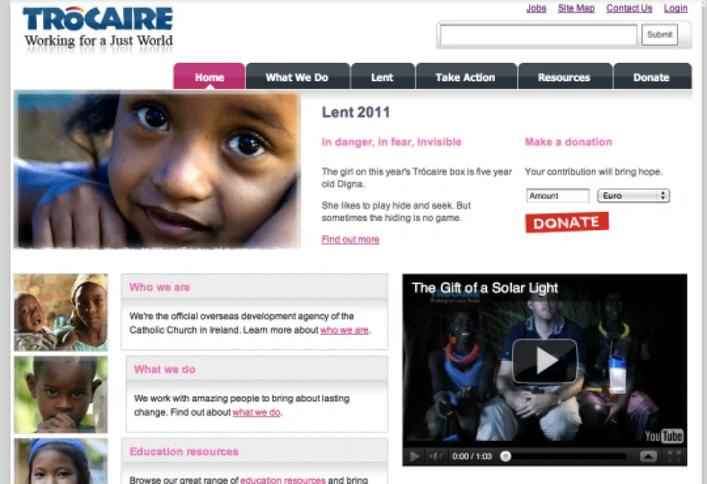 Trocaire.org screenshot