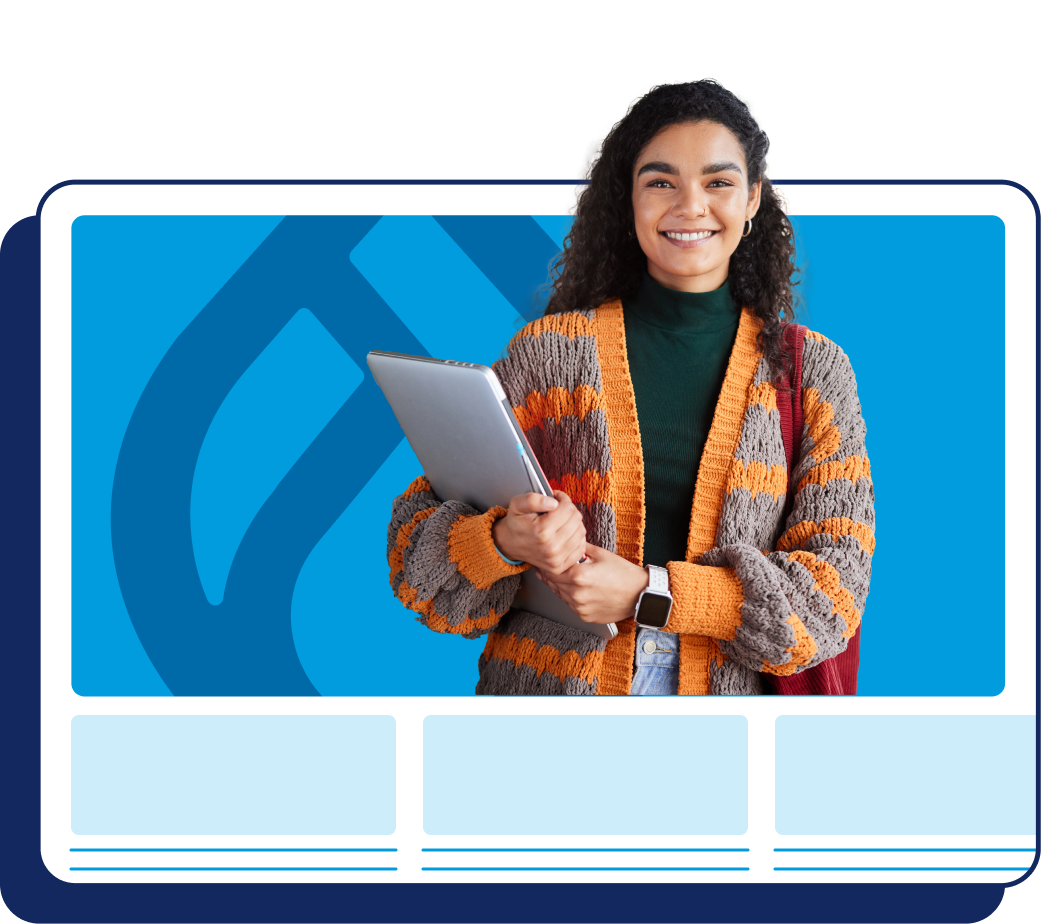 A Drupal user holding her laptop