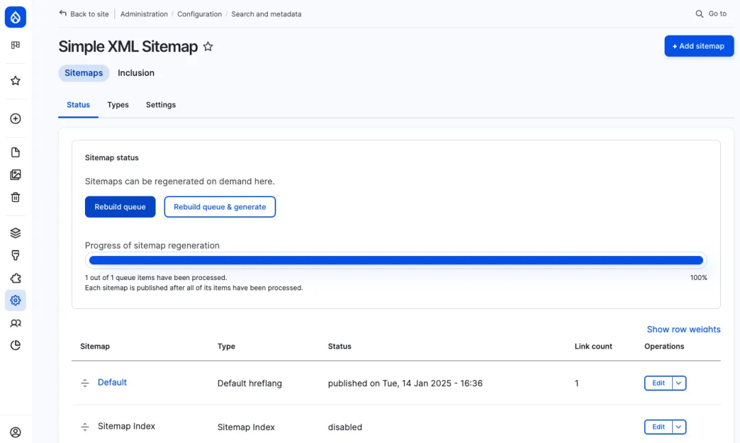 Simple sitemaps on Drupal CMS