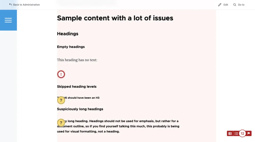 Drupal CMS sample content to demo accessibility tools