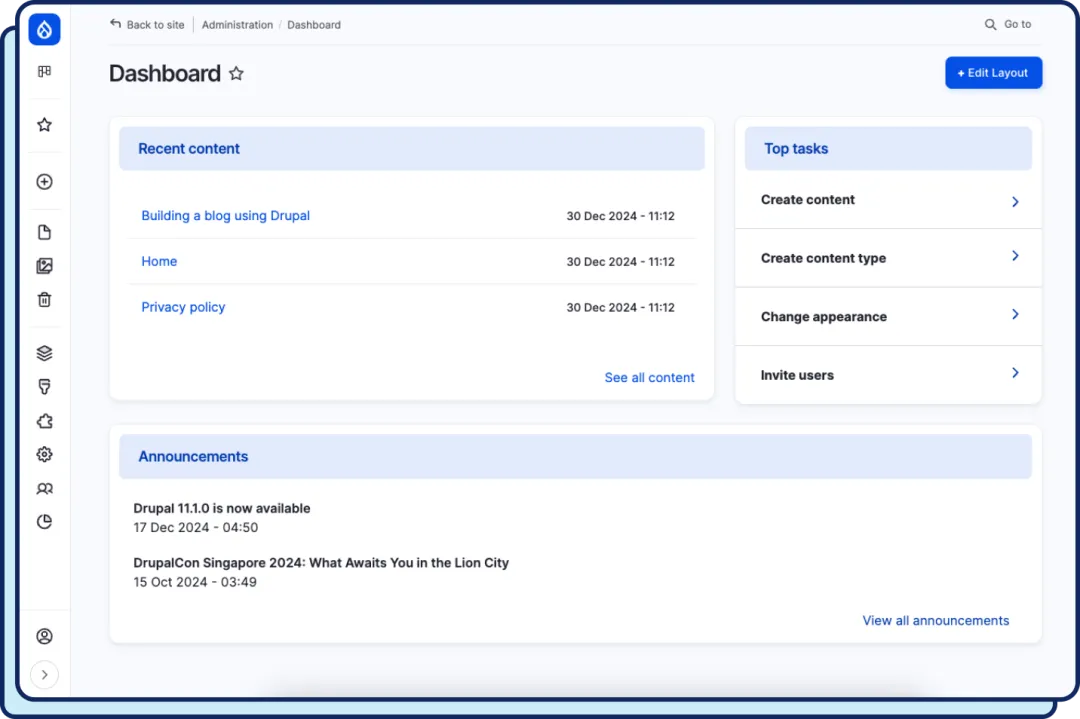 Drupal CMS dashboard