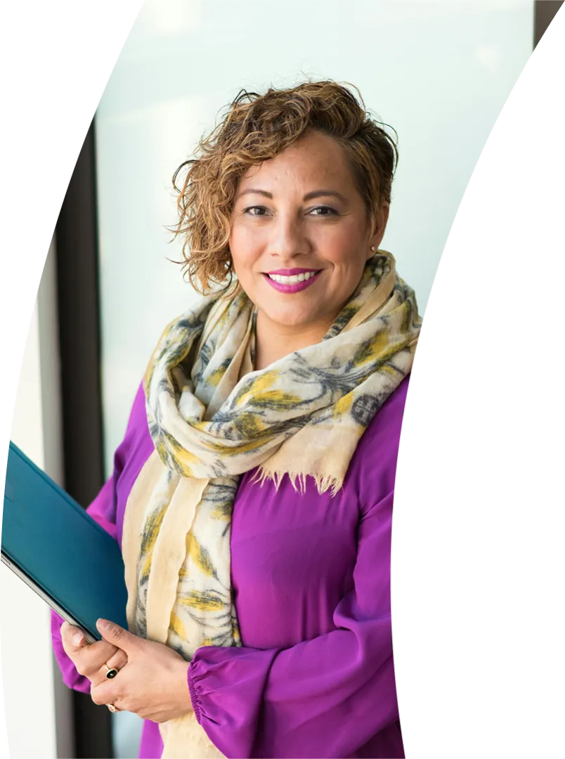 Woman holding laptop