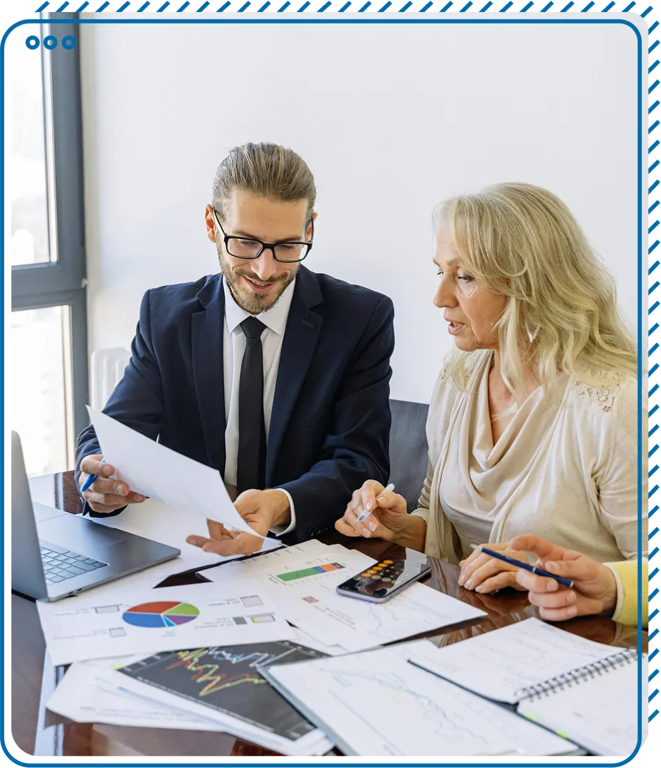 Man and woman having a financial advice meeting