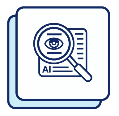 an eye with a magnifying glass over a page