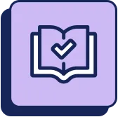 Education logo - book on purple background