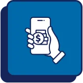 Fintech logo hand holding phone