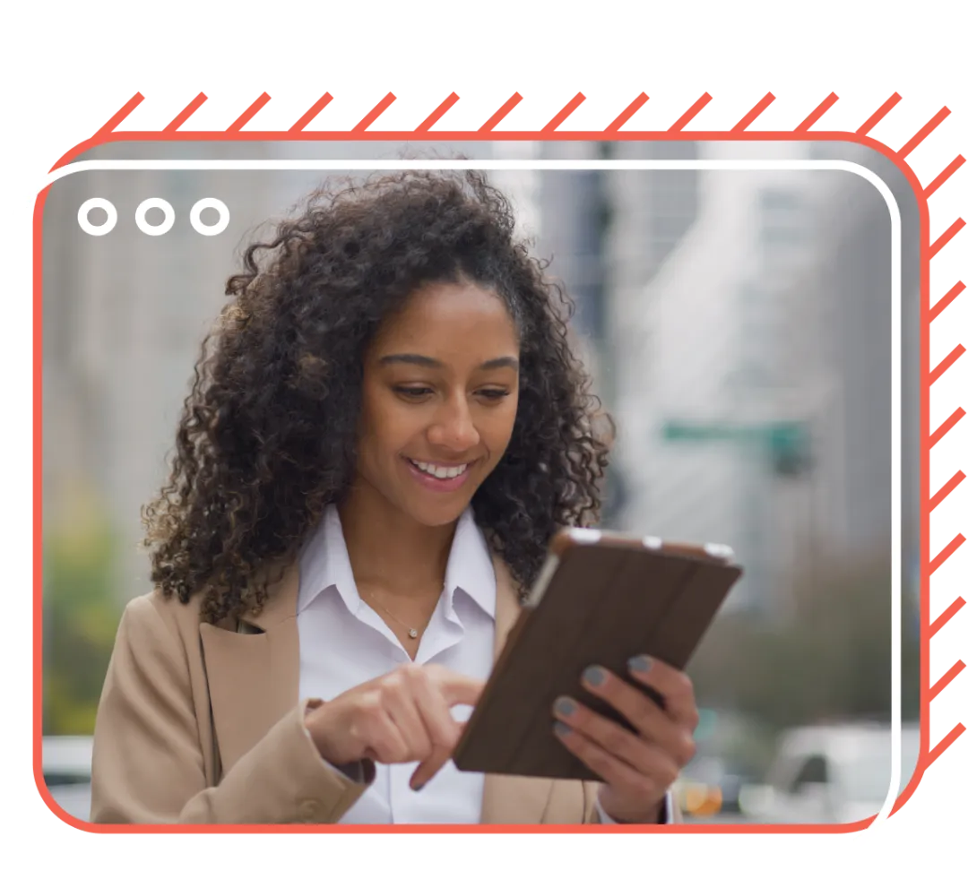 Lady looking at a tablet device