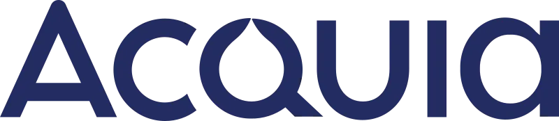 Acquia signature logo in dark Navy blue, the Q contains a drop icon.