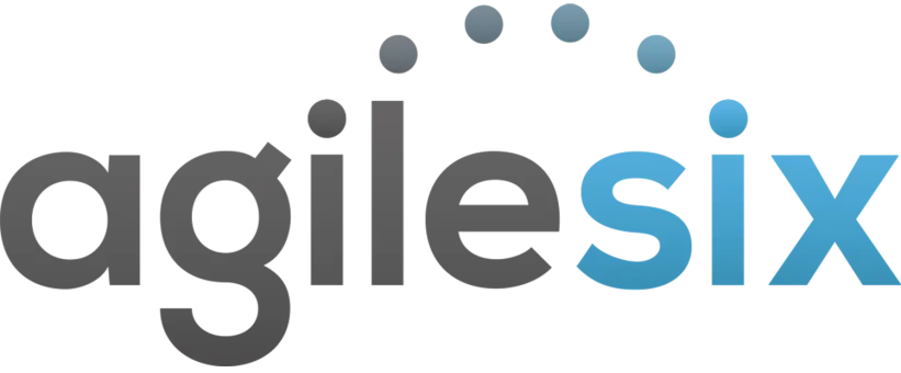 Agile Six Applications logo - grey and blue, lowercased