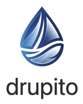 Drupito logo. Water drop shape with outline of a sailboat.
