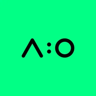 Green background, with A:O written in black letters