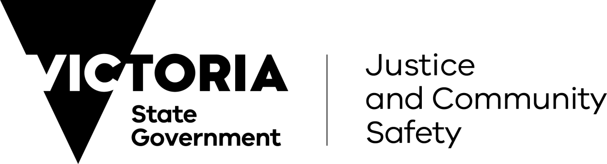 Logo for Department of Justice & Community Safety, Victoria