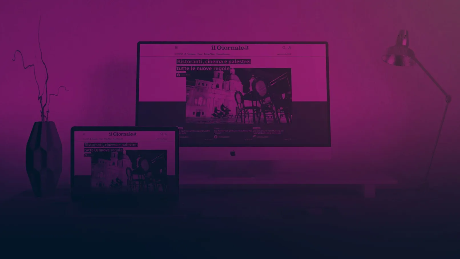 The ilgiornale.it homepage shown on a desktop and laptop in a dark setting