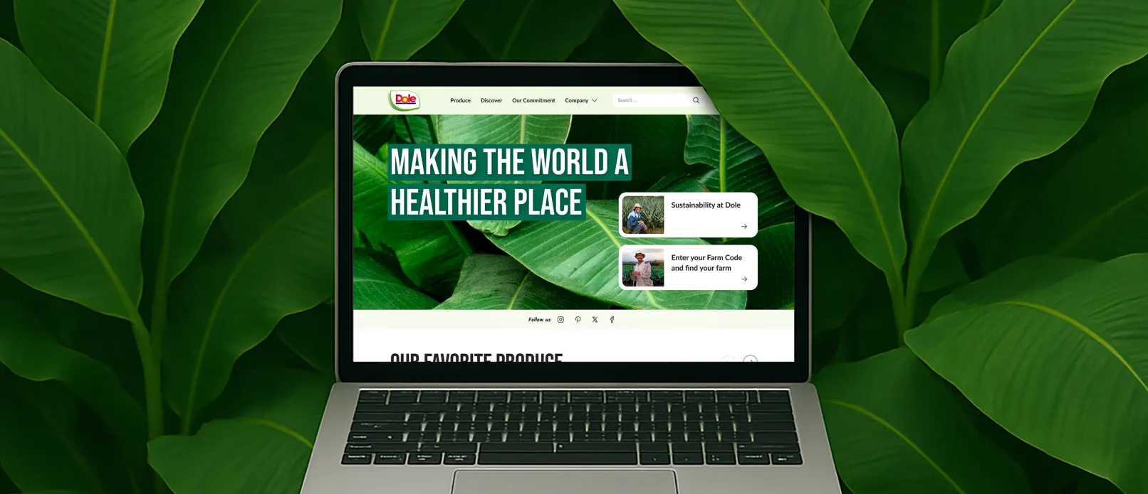 Website of Dole, provided as a mockup on laptop display