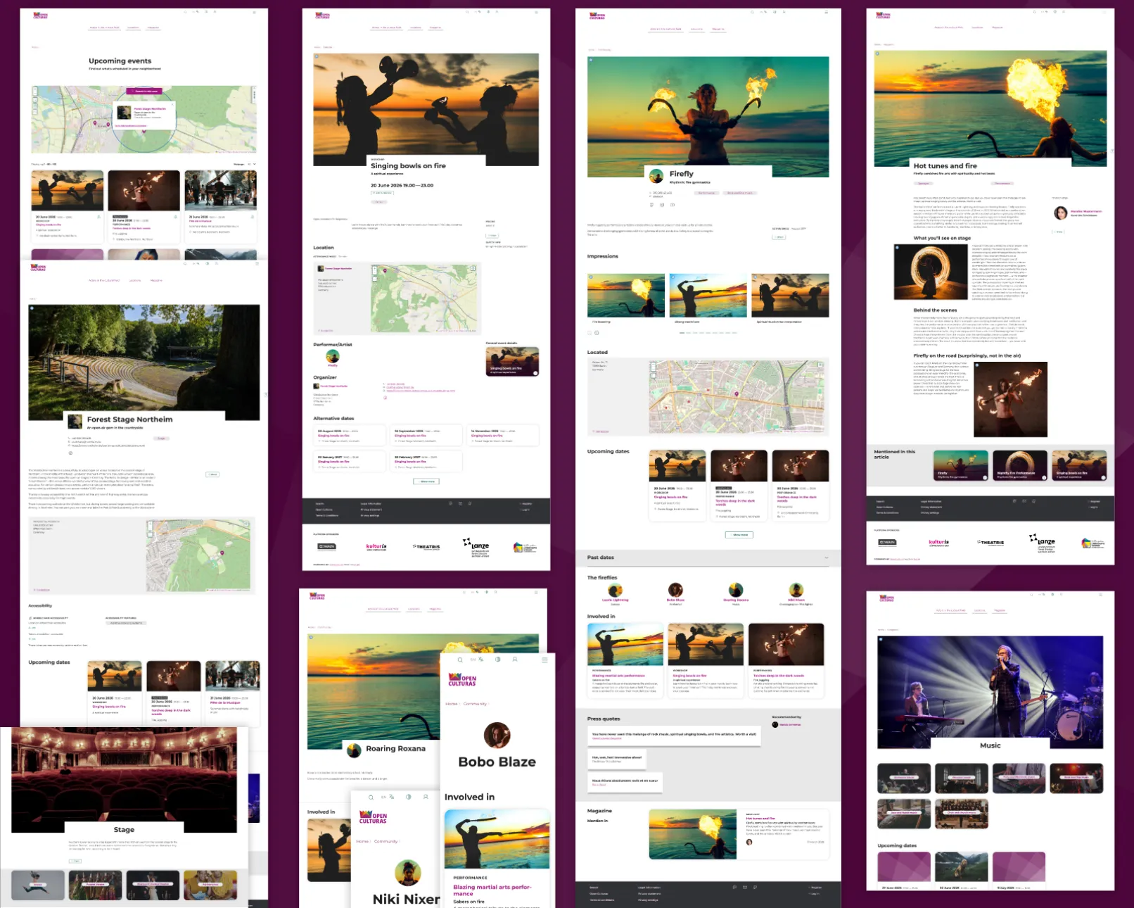 Montage of several demo content pages