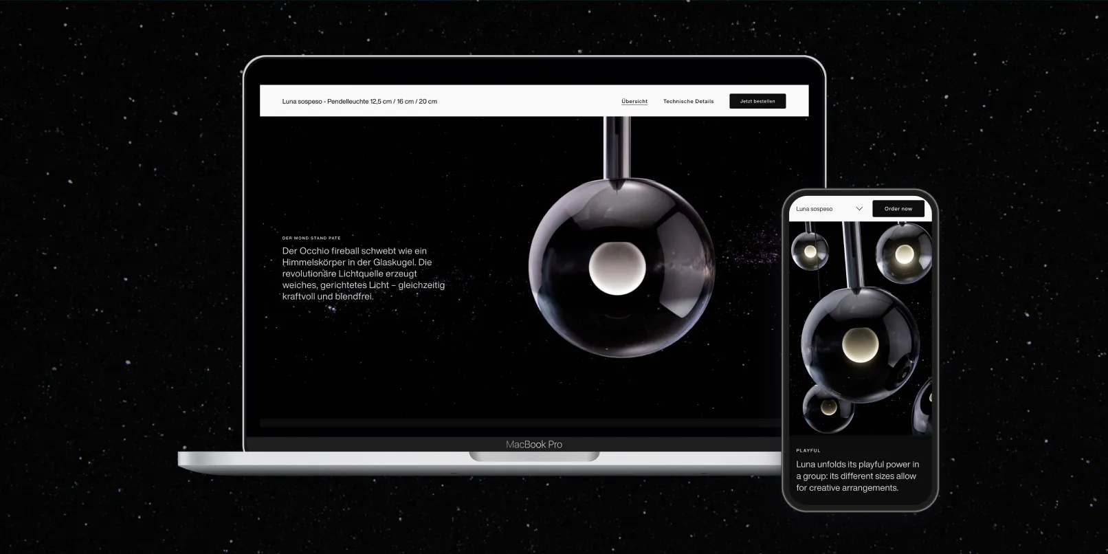 Mockup with two screens laptop and smartphone showcasing features of the software.