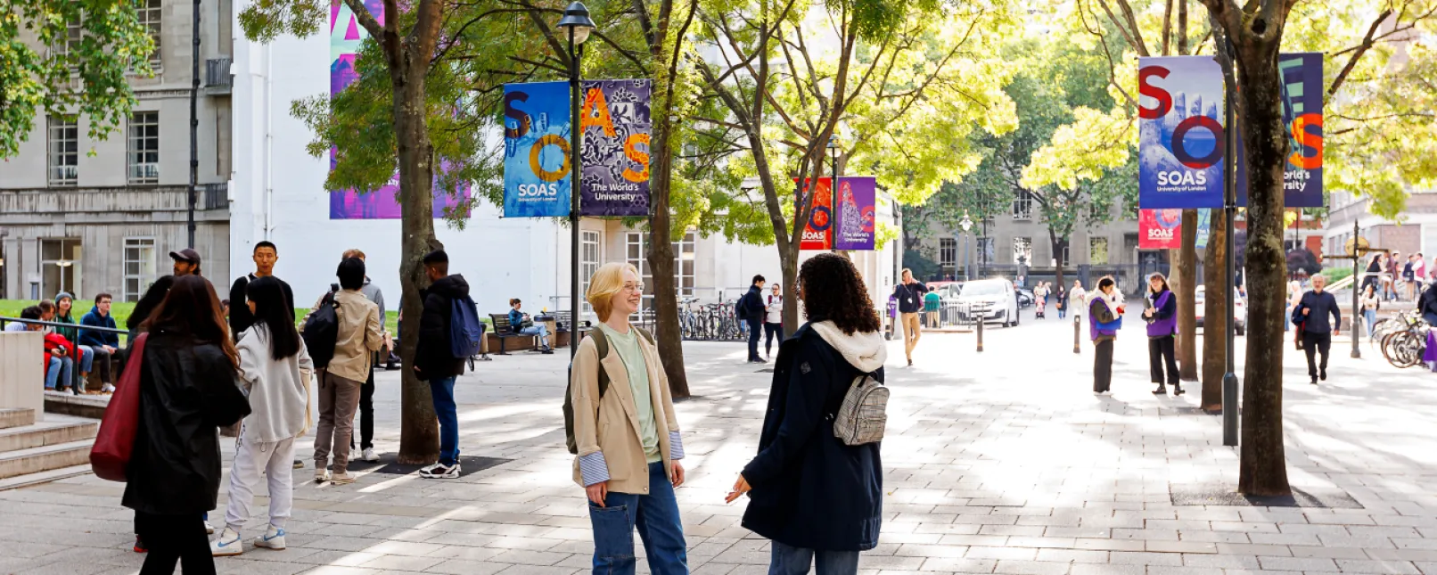 People talking outside of SOAS