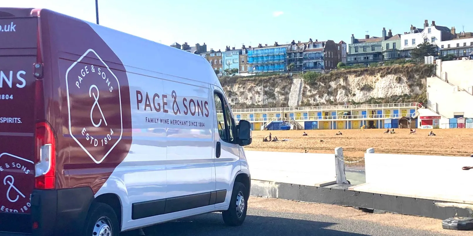 Page and sons van parket with a view of a mountian in the background 