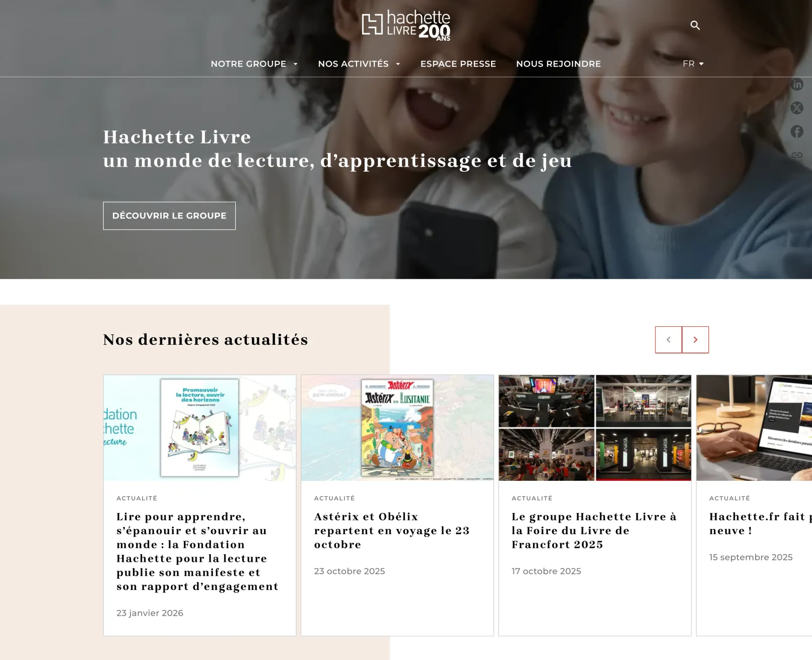 Hachette.com homepage