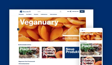 Home page of the Niggemann B2B web shop displayed on screen and mobile 