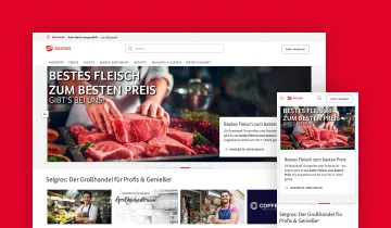 Home page and Selgros mobile app display