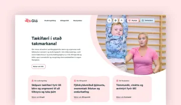 Screenshot of the main home page of the Gló website.