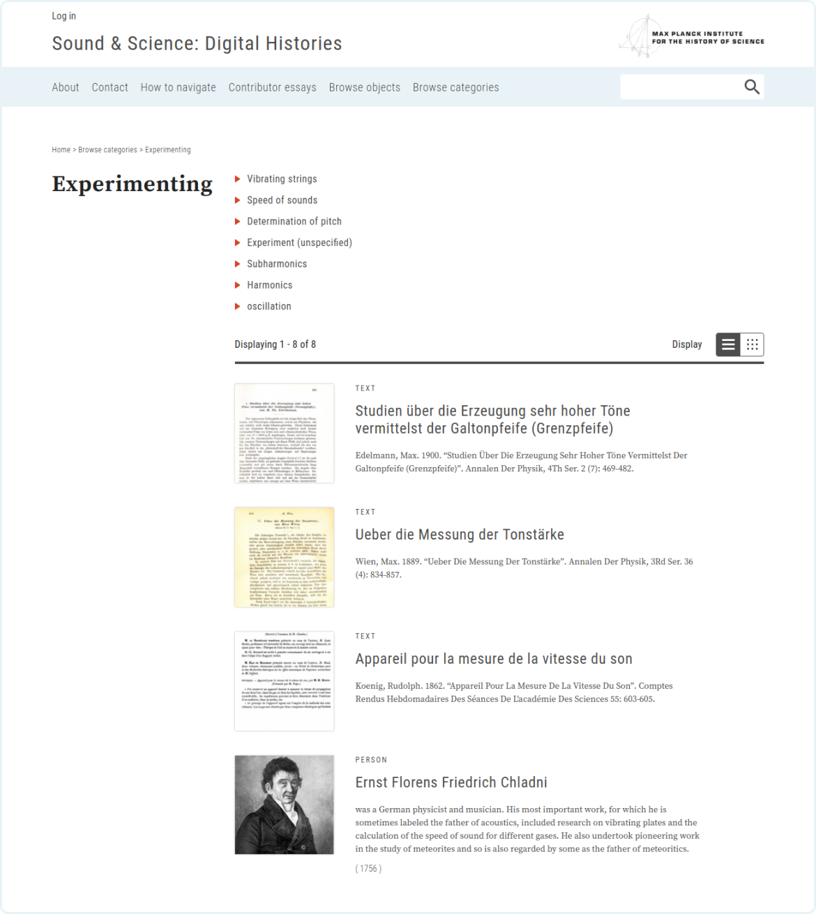 Browse subcategories of content 