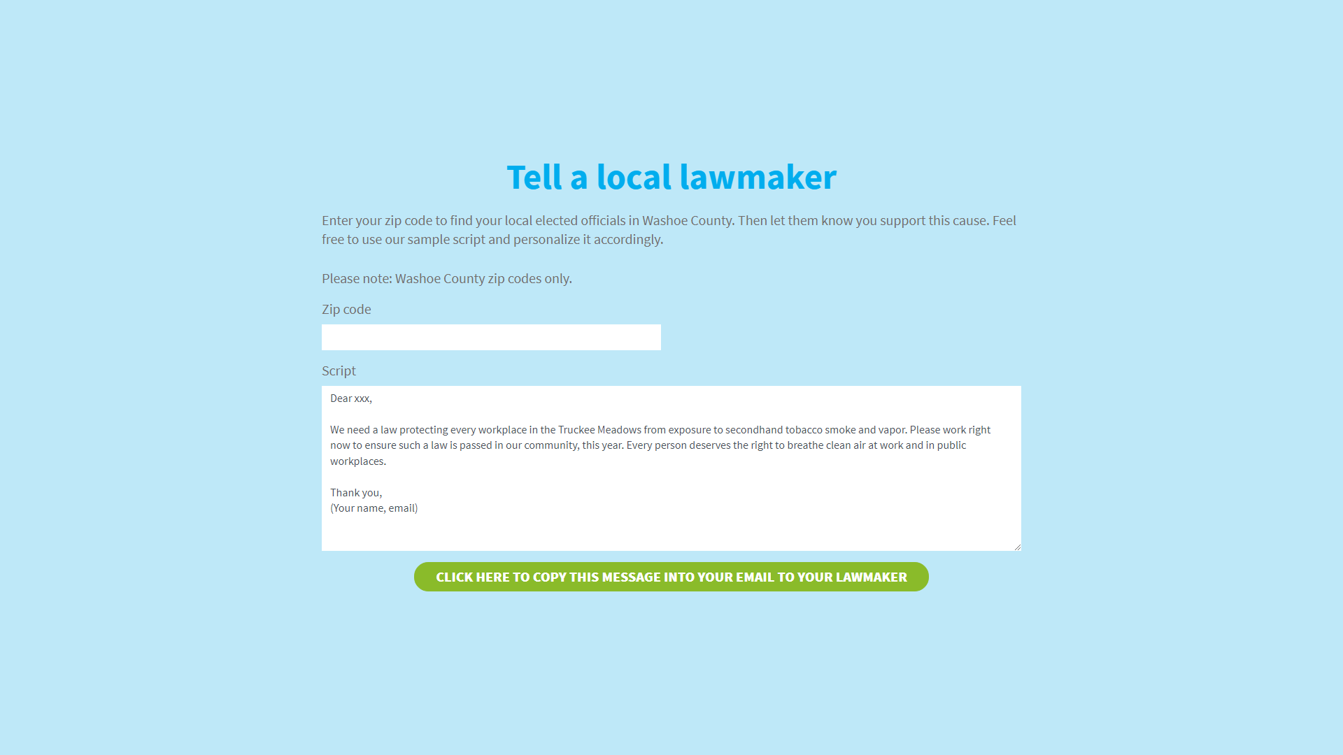 Tell a lawmaker form