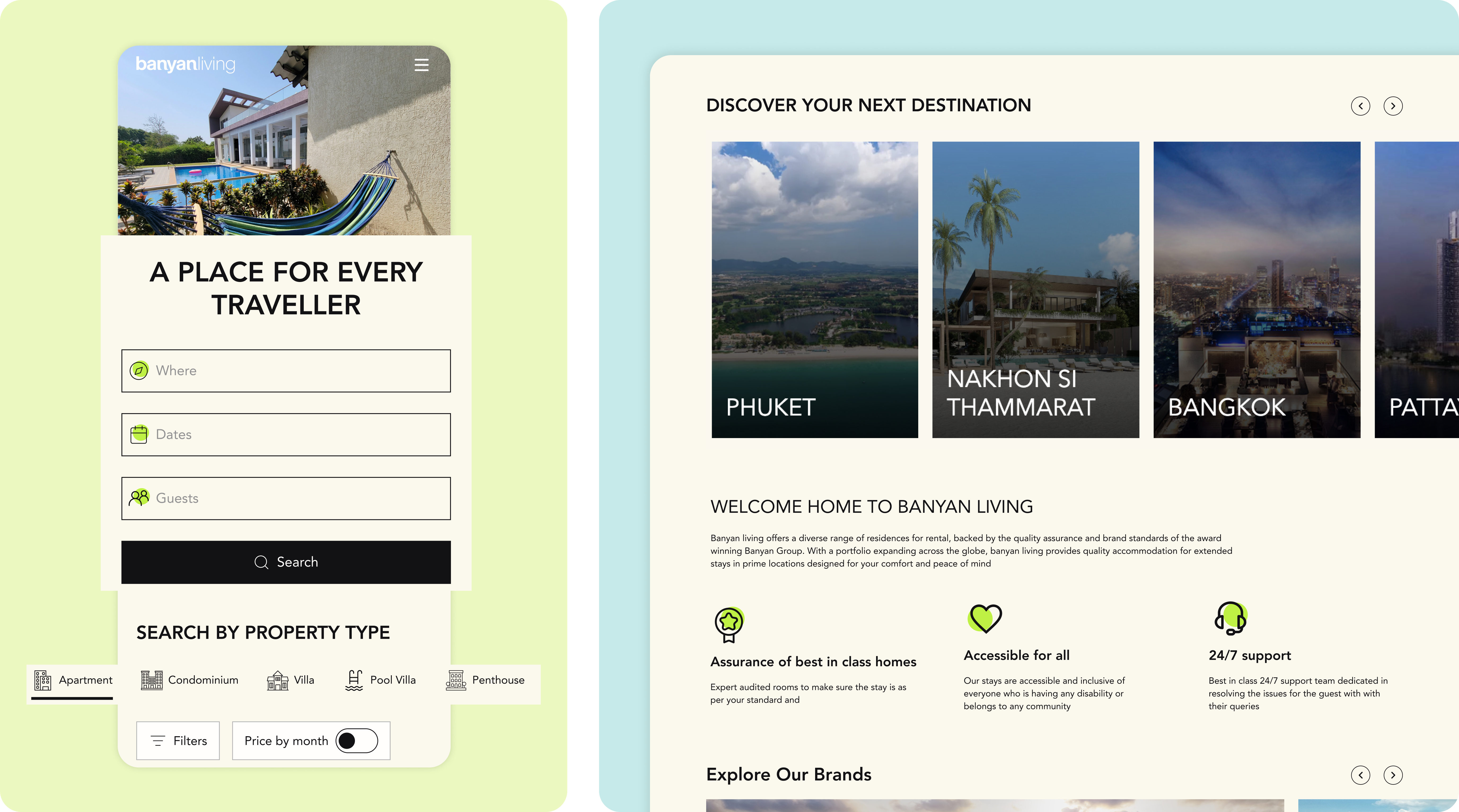 Banyan Living Hospitality Platform created by QED42