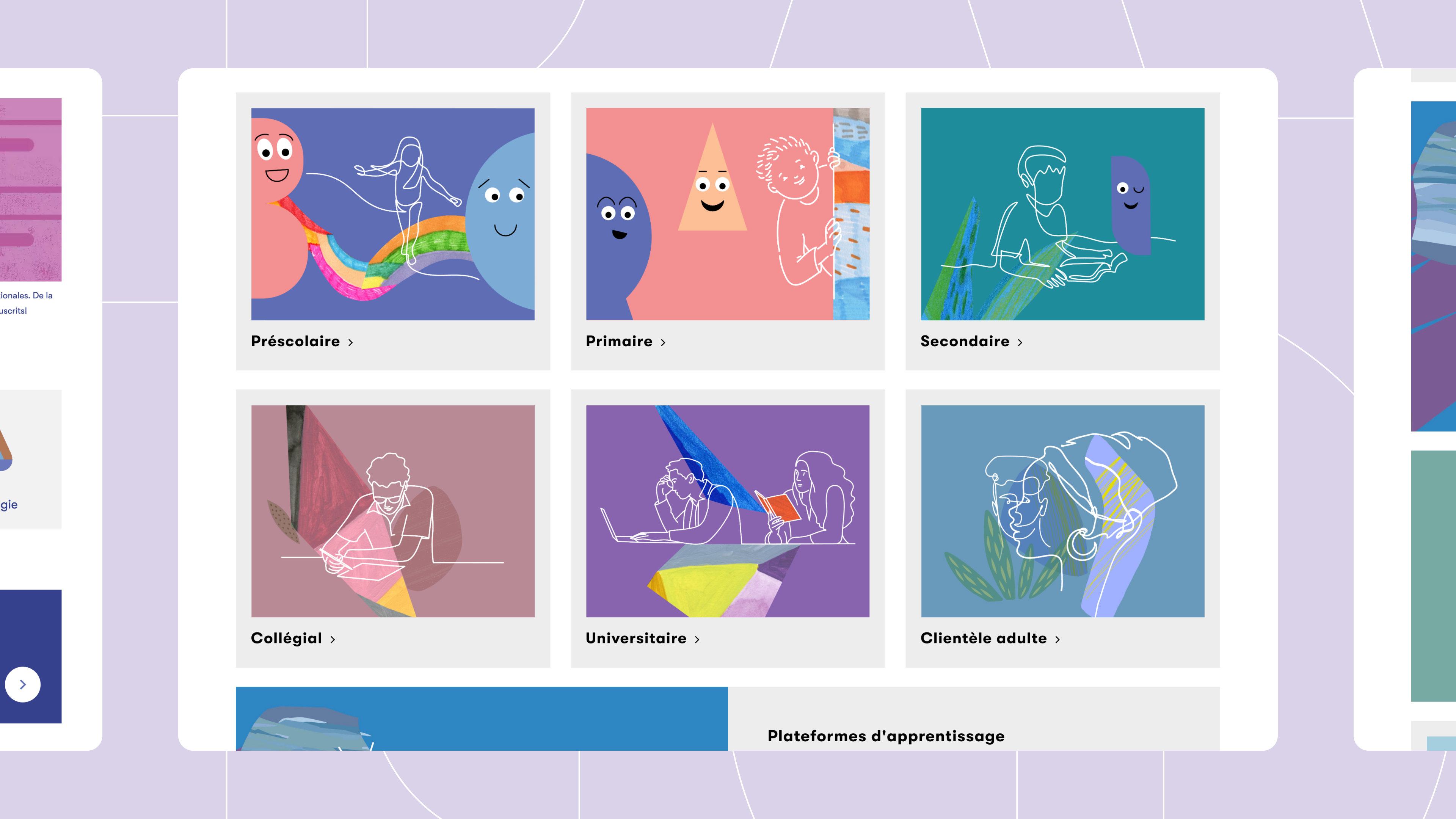 Screenshot of one of the website's French-language pages, with filter by target audience