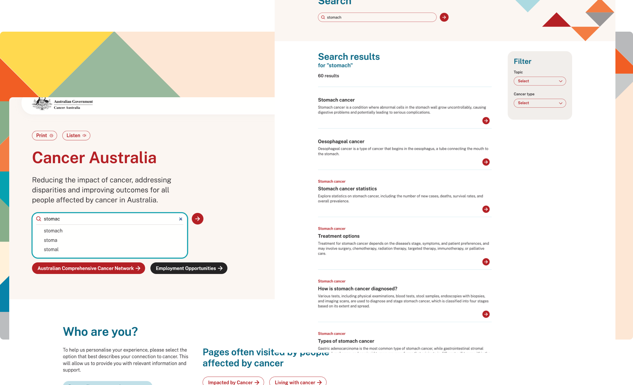 OpenSearch on the Cancer Australia website