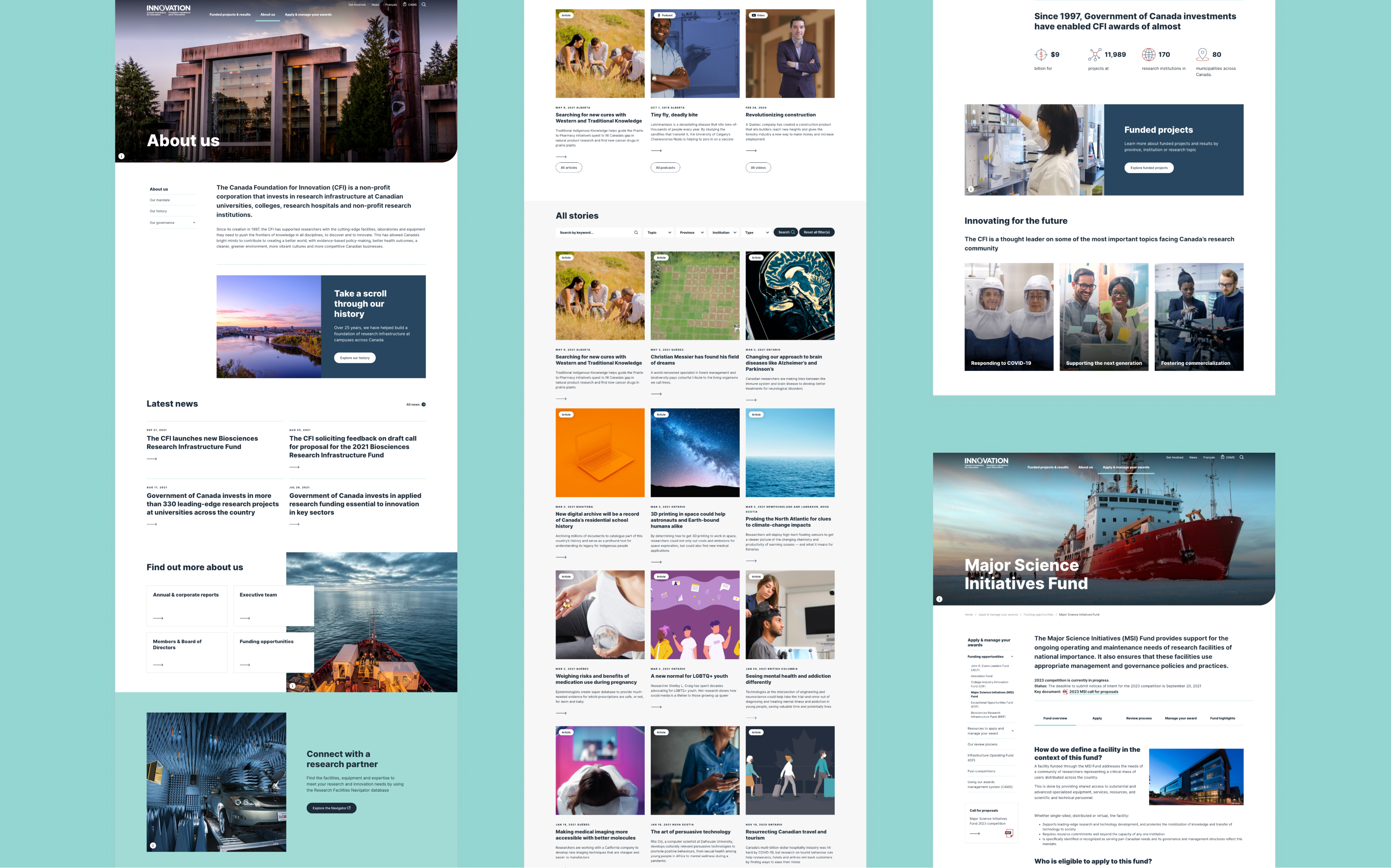 Showcase of Canada Foundation for Innovation Desktop site views