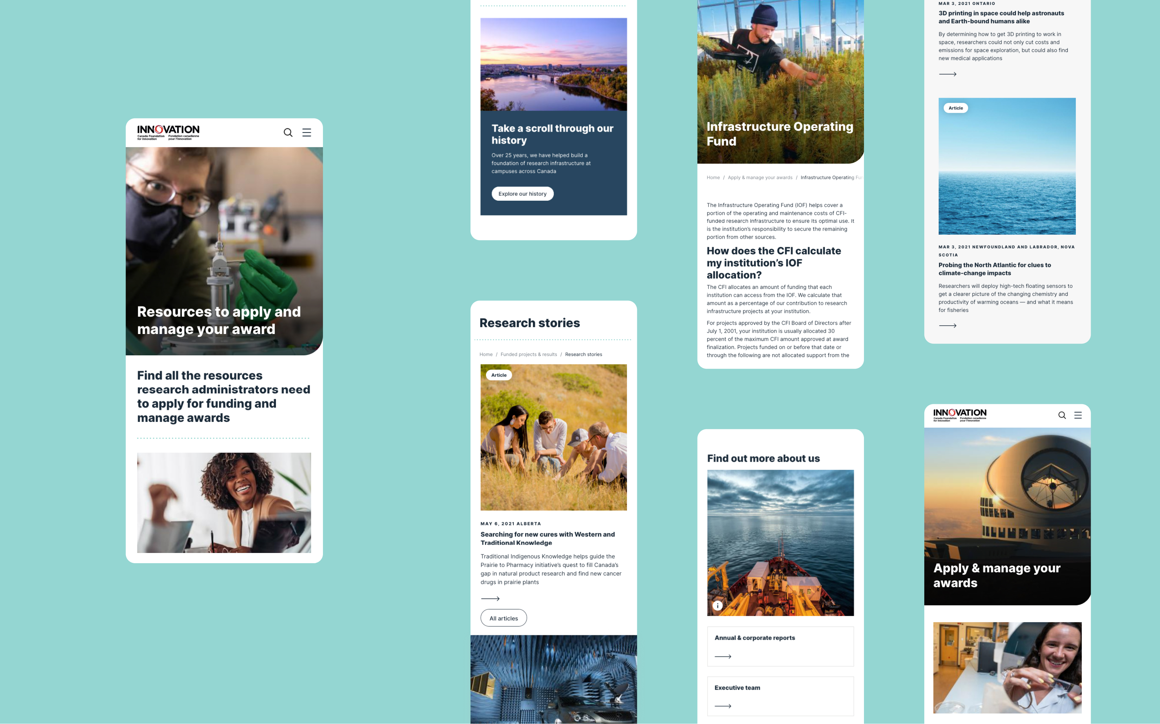 Showcase of Canada Foundation for Innovation Mobile site views