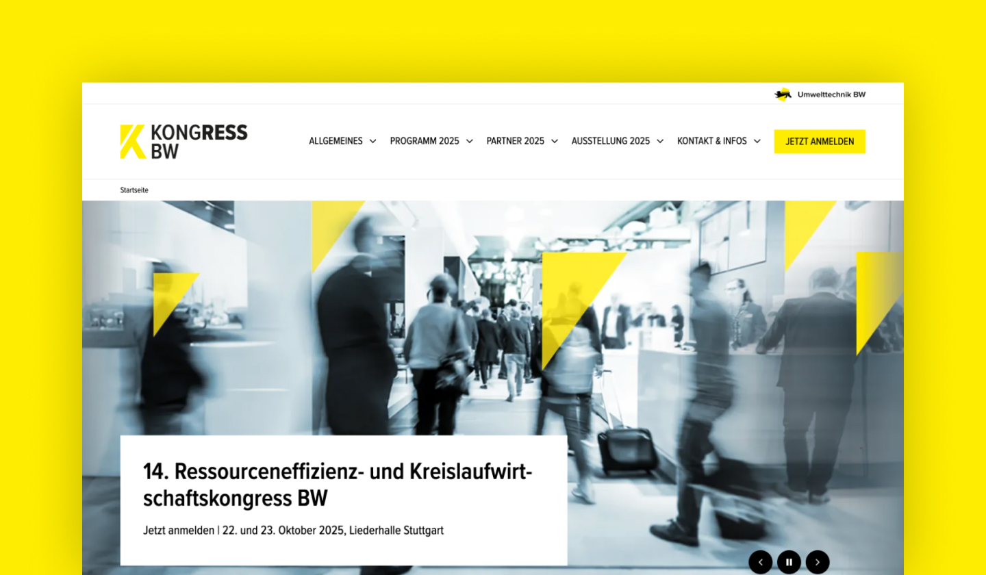 Kongress platform homepage which gathers information about the two day congress event.  