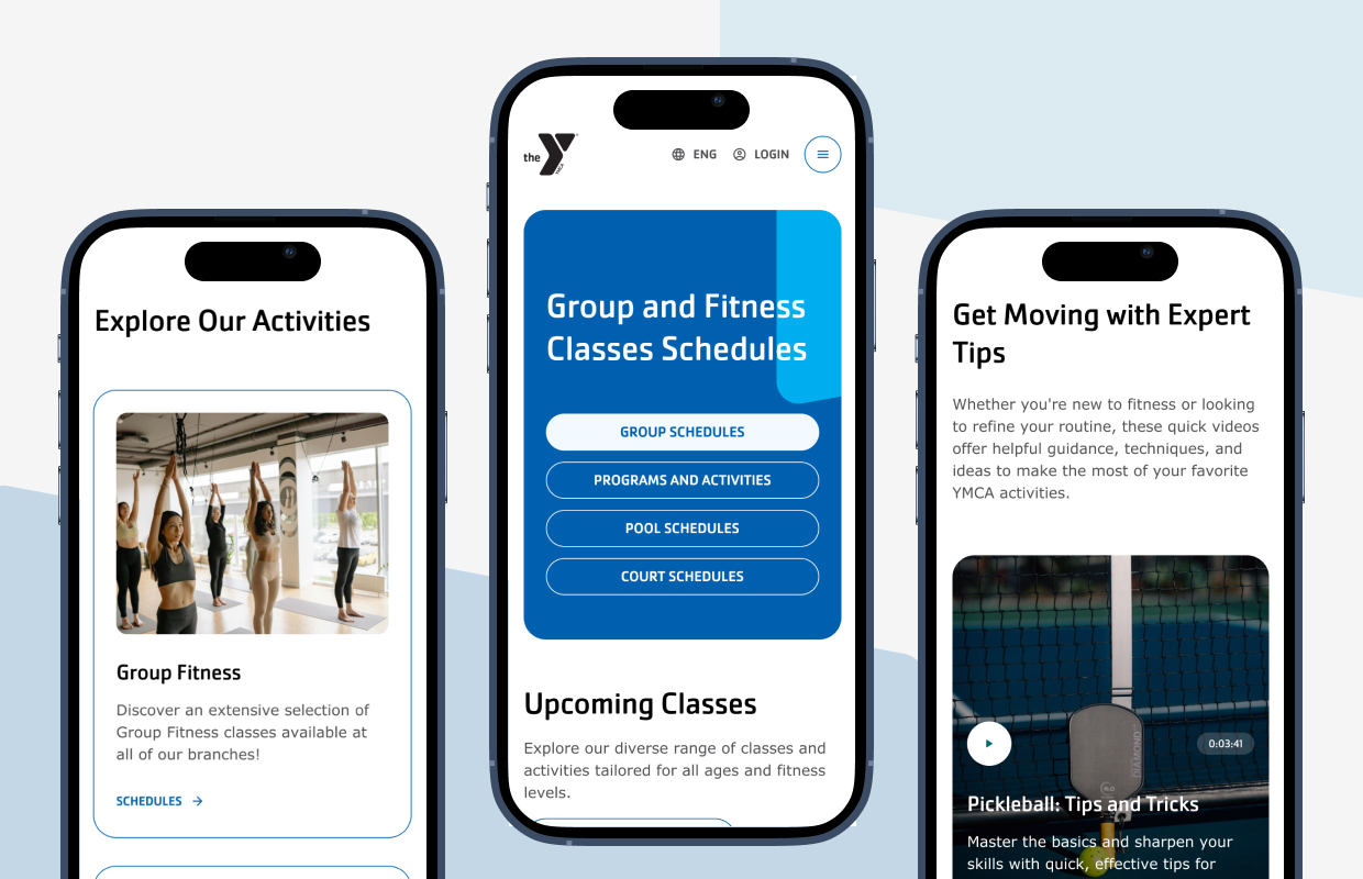 YMCA of the East Bay website mobile view