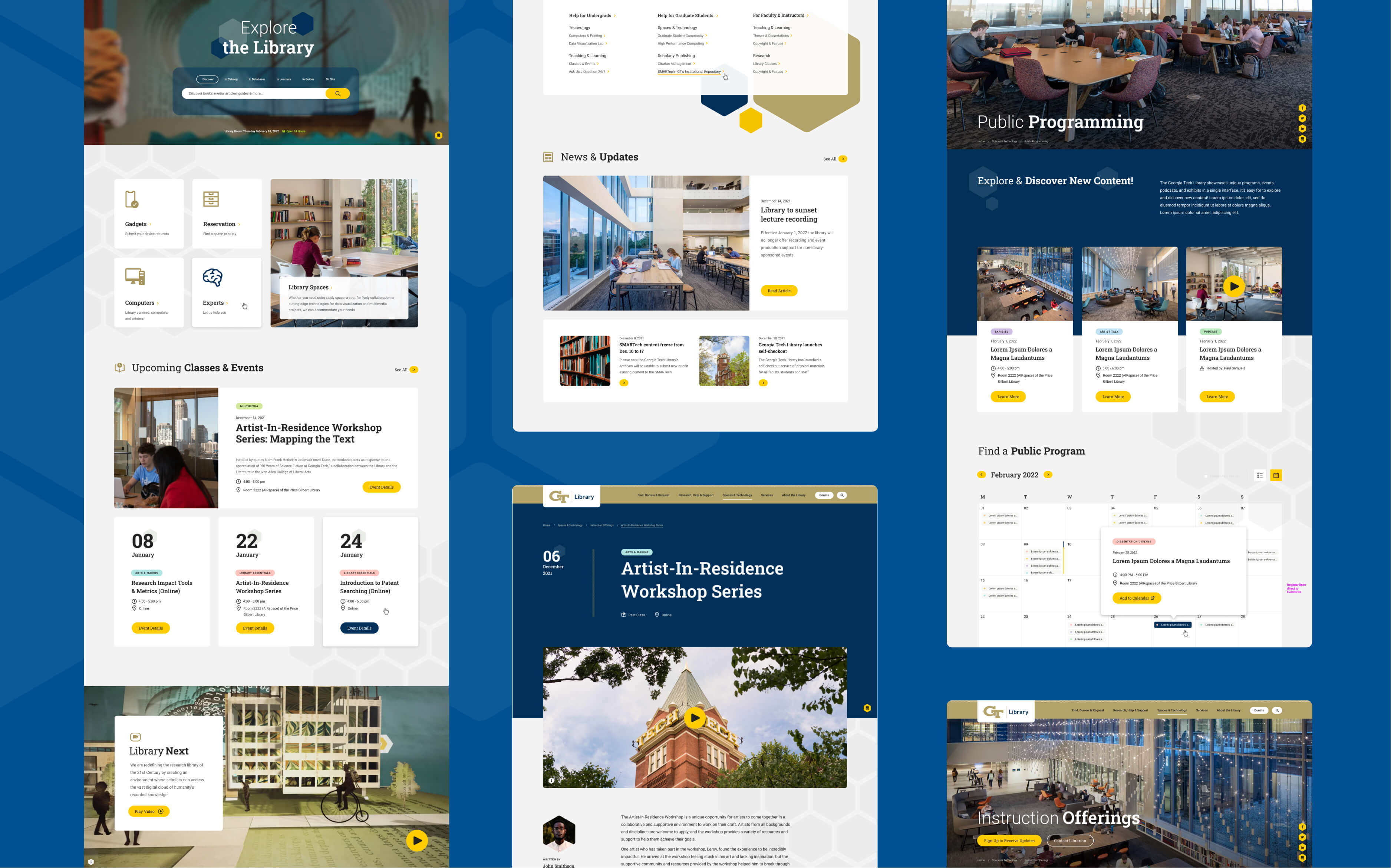Georgia Tech Library screenshots of newly developed Drupal browser pages