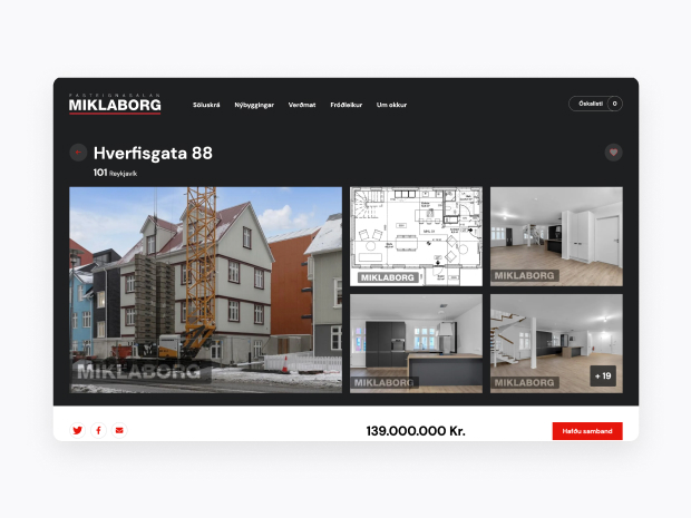 Screenshot showing a page from the Miklaborg website.