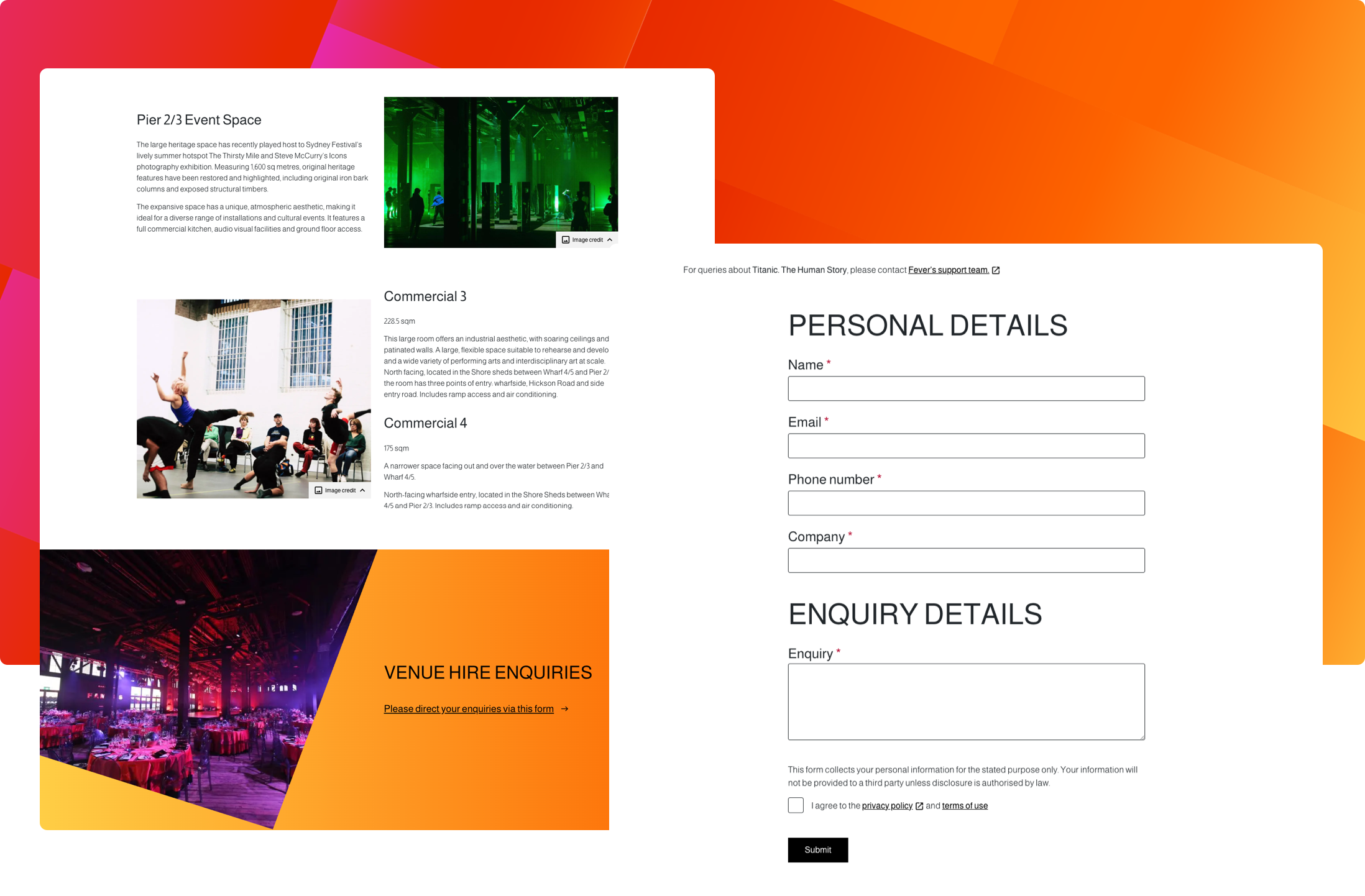 Contact forms on WBAP site