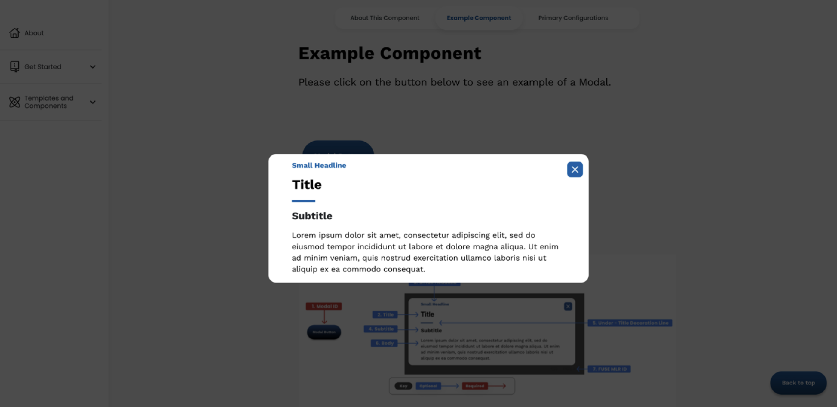 The web platform frontend for a Global Pharmaceutical companies modal component